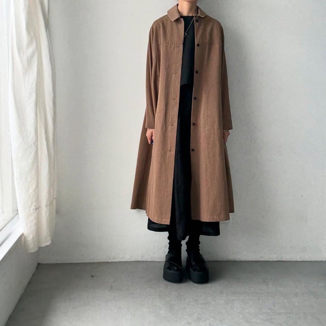 atelier d'antan Girardコットンコートワンピース カーキ