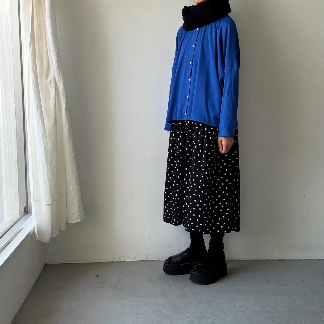Linenya プライムクールコットン長袖カーディガン ブルー