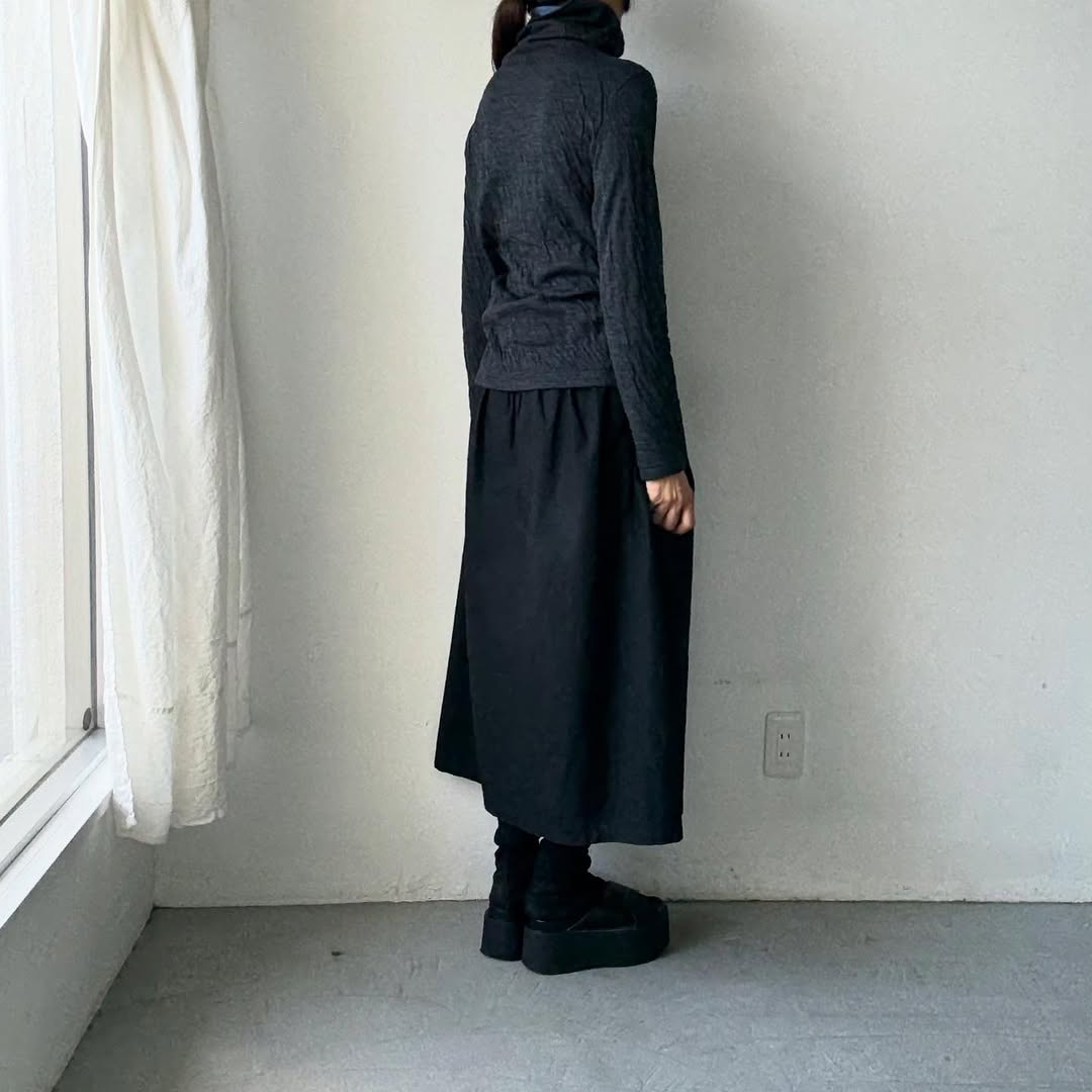 atelier naruse ウールコットンタートルネックカットソー 杢グレー