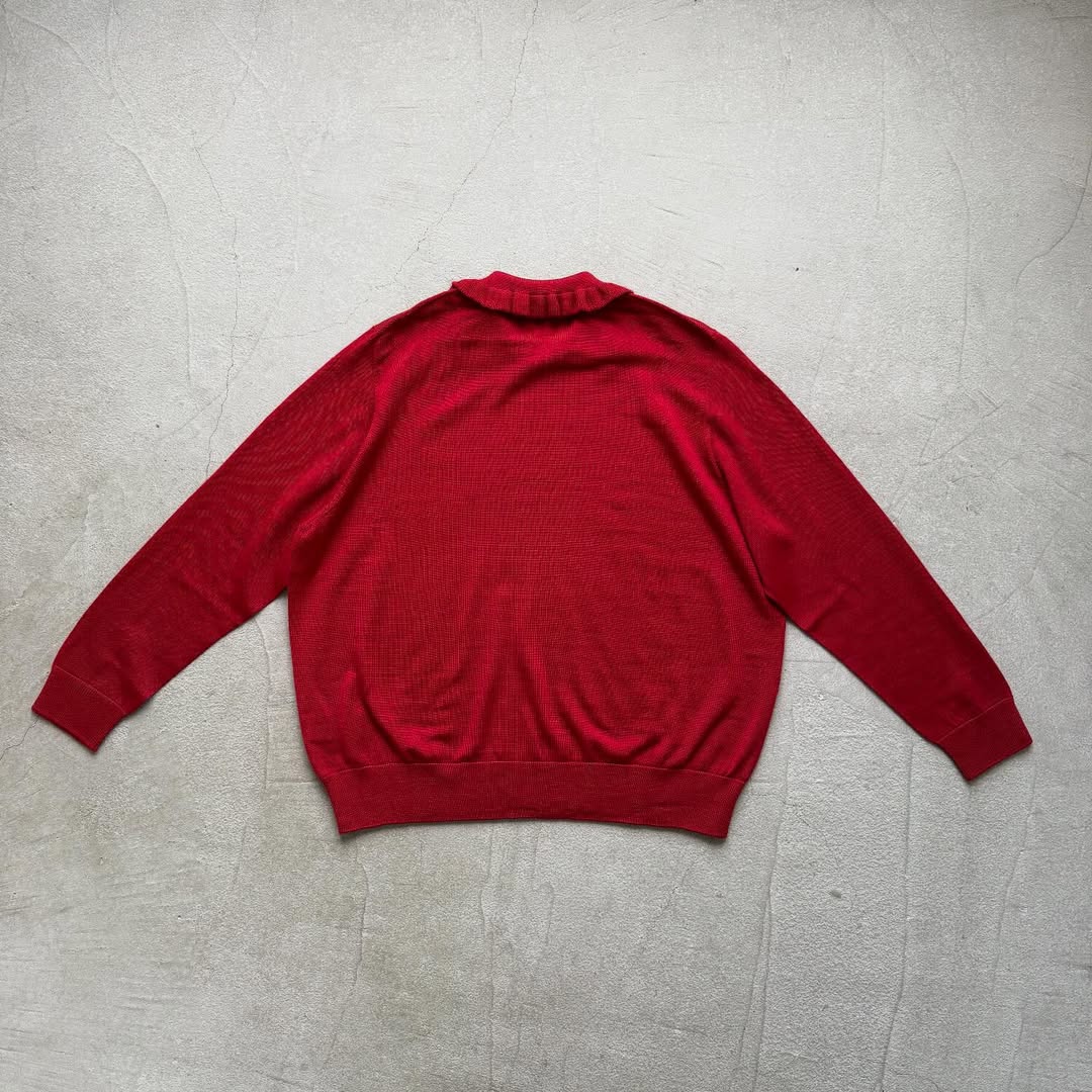 cion ウールフリルカラーポロニット レッド