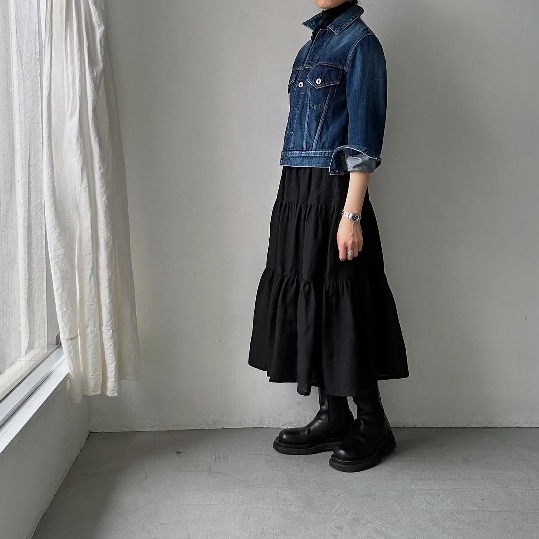 R&D.M.Co デンズリーリネンティアードスカート