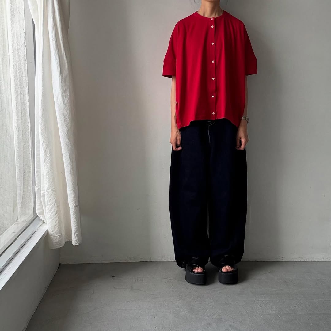 Linenya Tシャツカーディガン レッド
