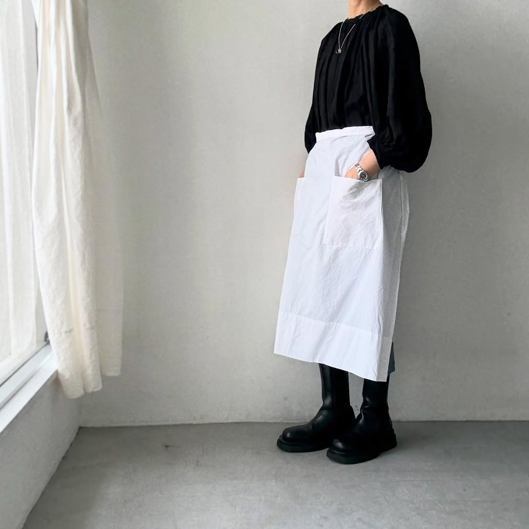 R&D.M.Co ガーメントダイローンギャザースモック ブラック