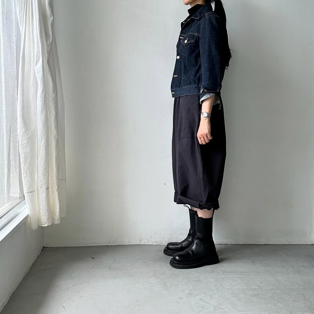 atelier d'antan Perriereコットンワイドパンツ ダークグレー