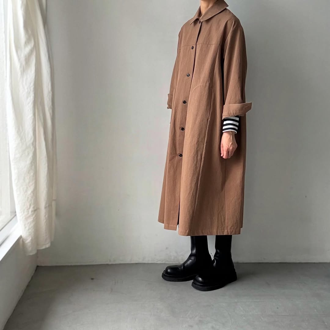 atelier d'antan Girardコットンコートワンピース カーキ