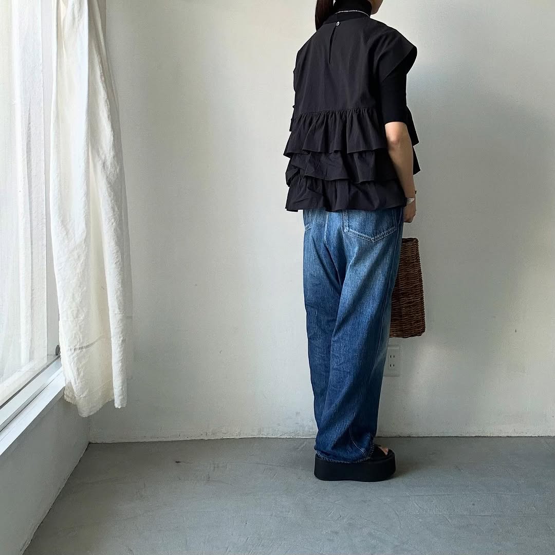 cion コットンジョーゼットティアードブラウス