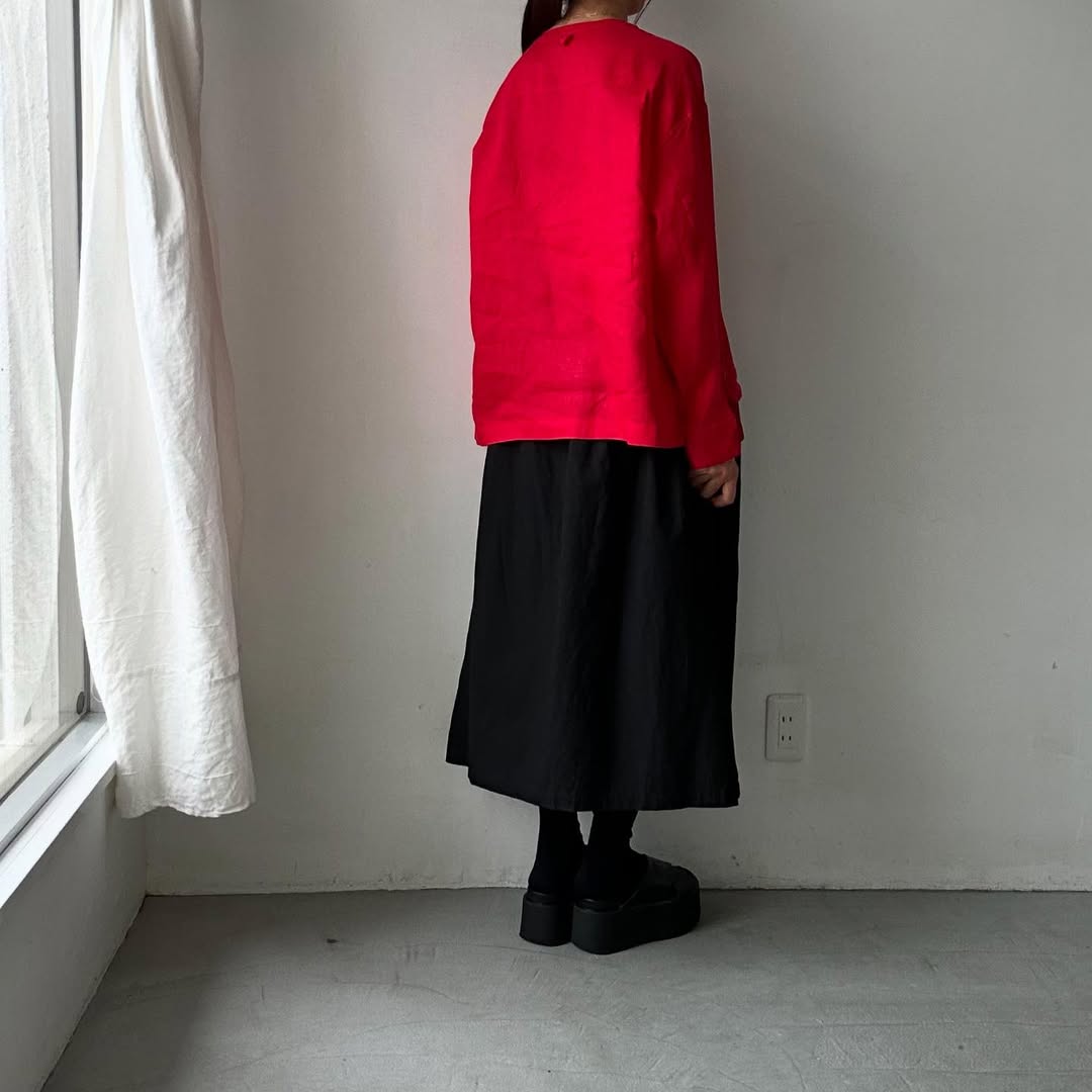 atelier naruse リネンスモックブラウス レッド