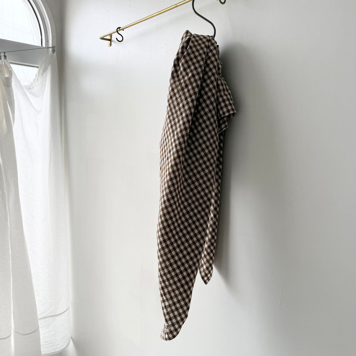 R&D.M.Co ギンガムチェックスカーフ ブラウン