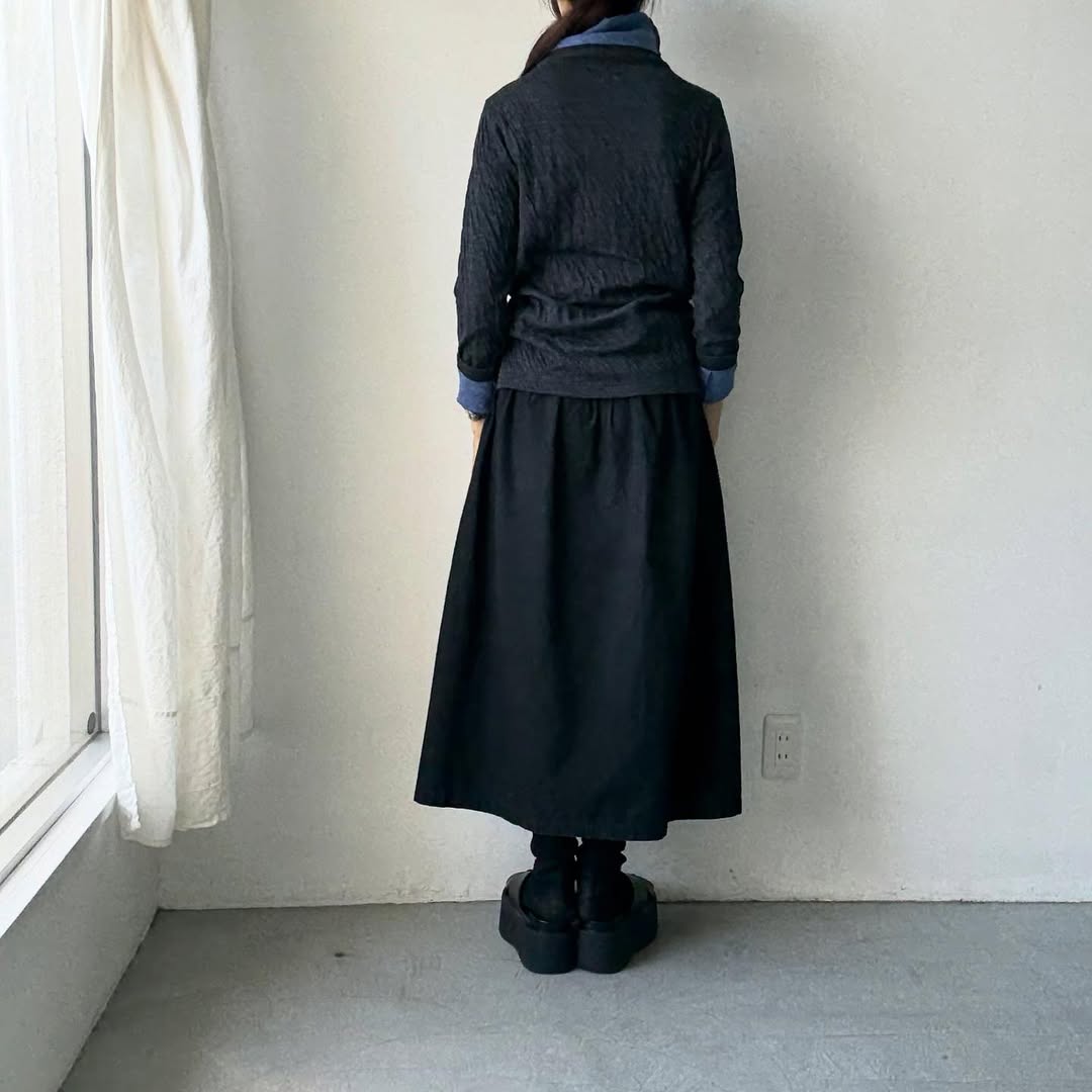 atelier naruse ウールコットンタートルネックカットソー 杢グレー