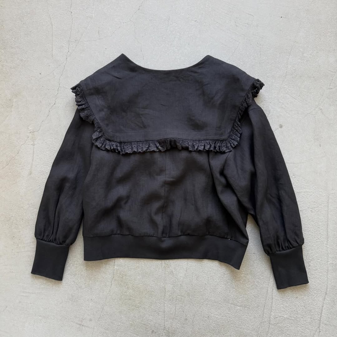 MAGALI コルトレイクリネンレース襟カーディガン ブラック