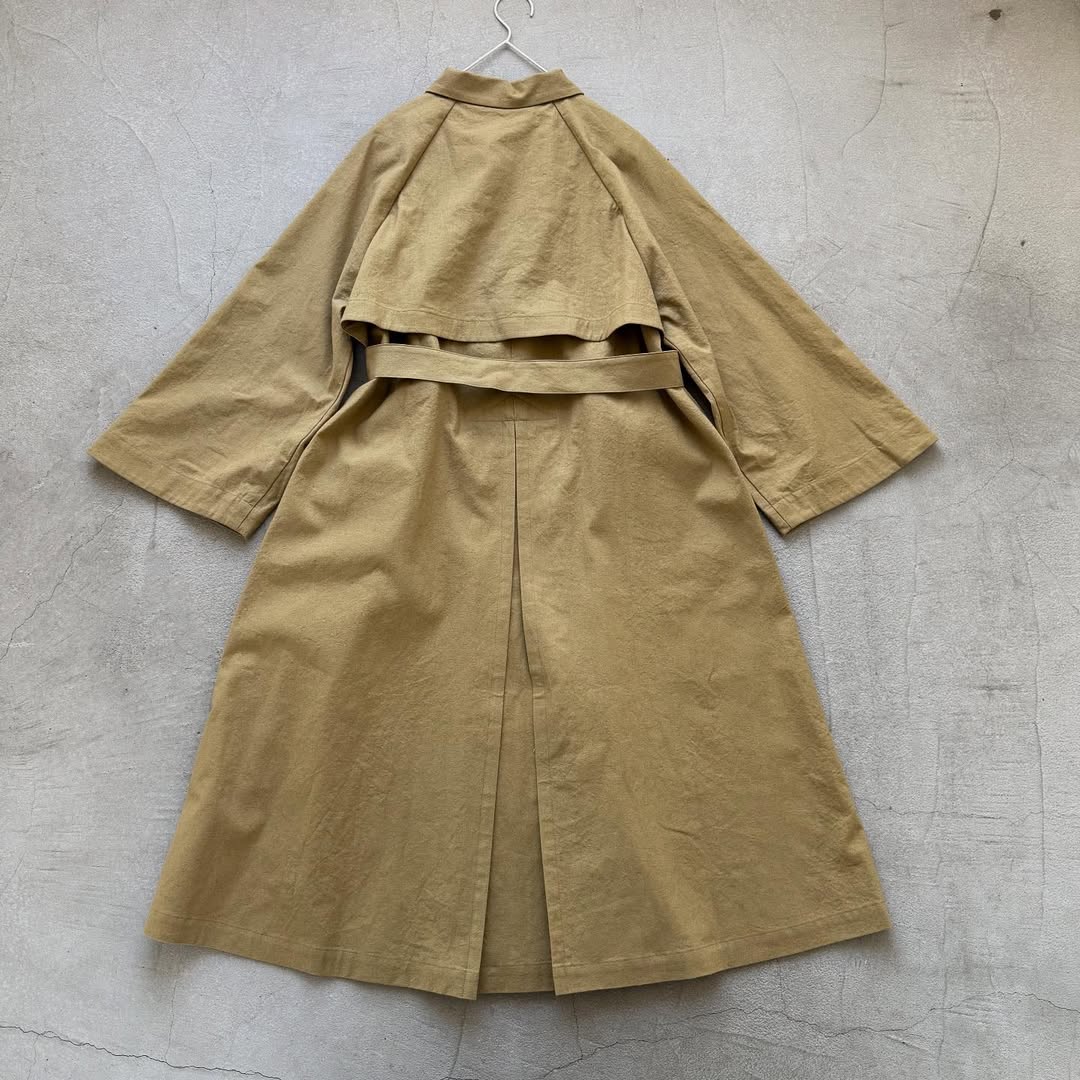 MAGALI コットンリネンアンティークキャンバストレンチコート カーキ
