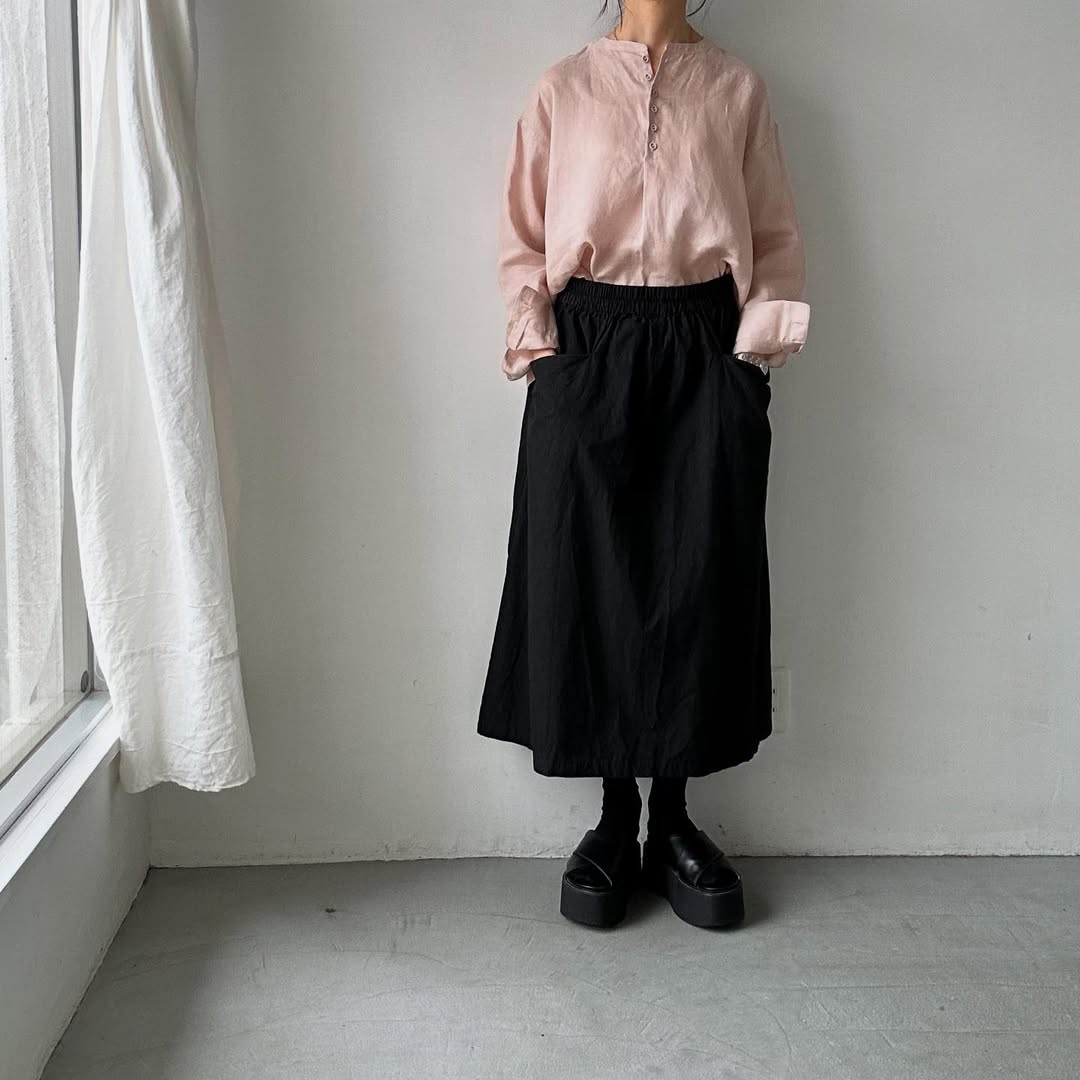 atelier naruse リネンスモックブラウス ペールピンク