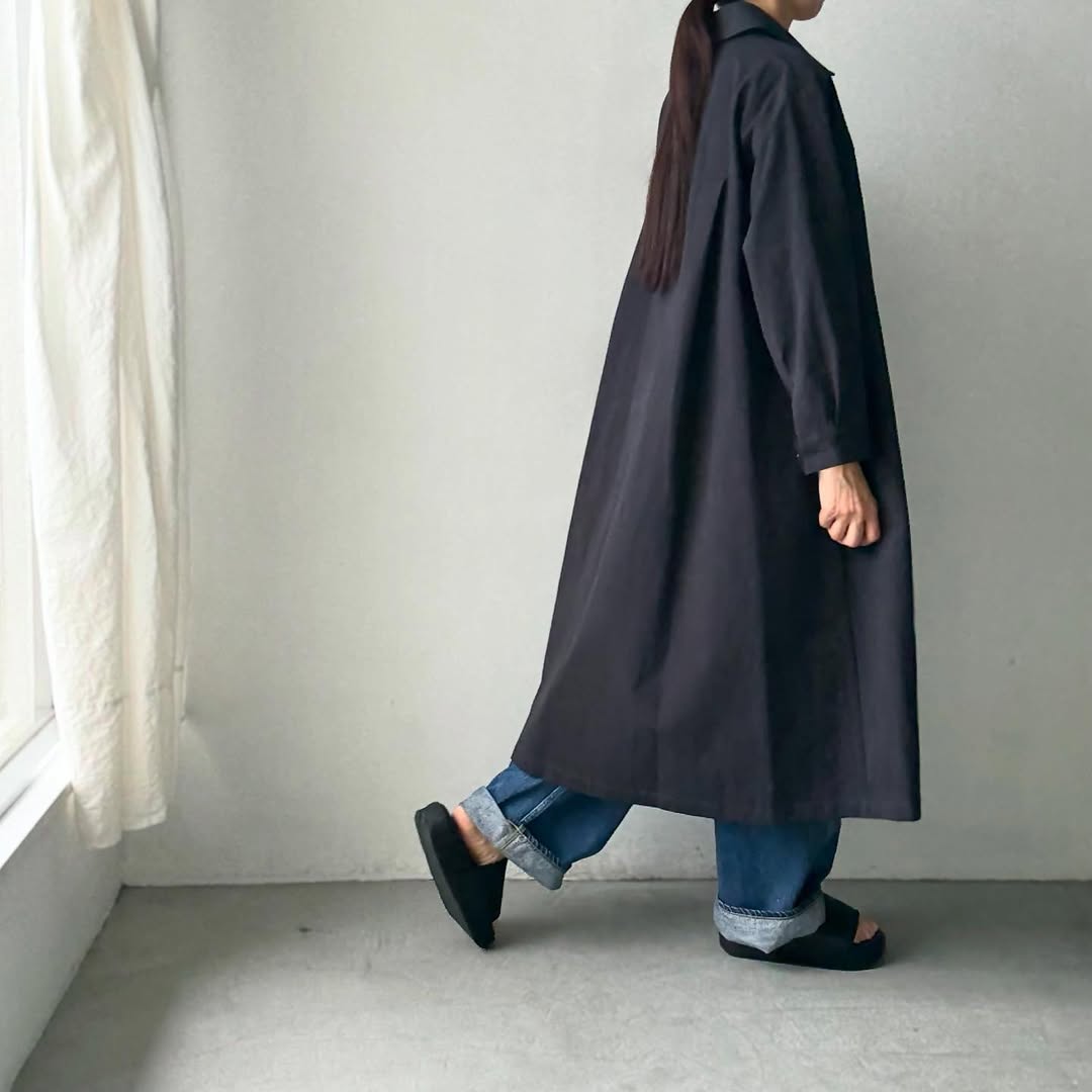 atelier d'antan Girardコットンコートワンピース ダークグレー