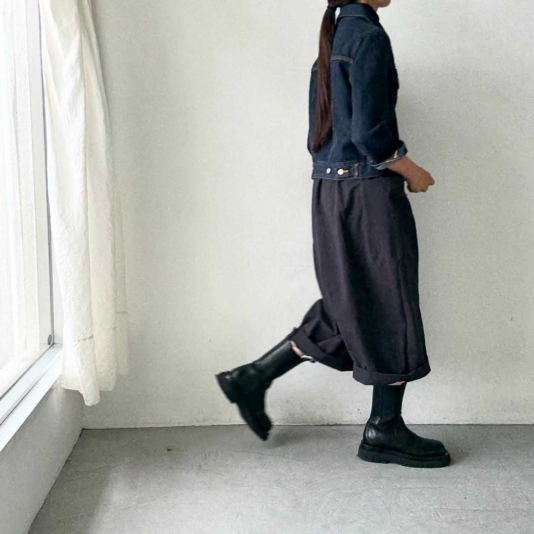 atelier d'antan Perriereコットンワイドパンツ ダークグレー