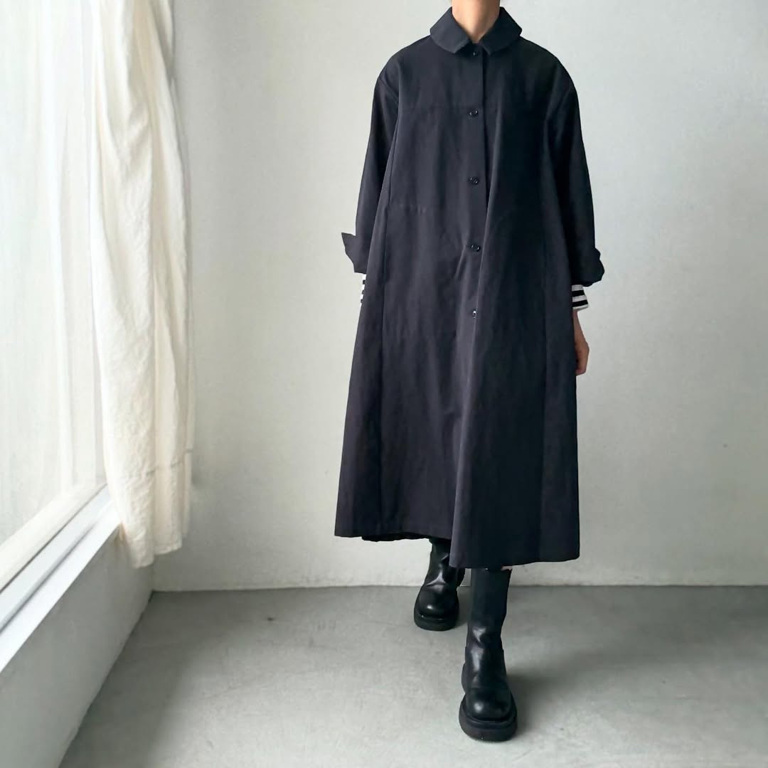 atelier d'antan Girardコットンコートワンピース ダークグレー