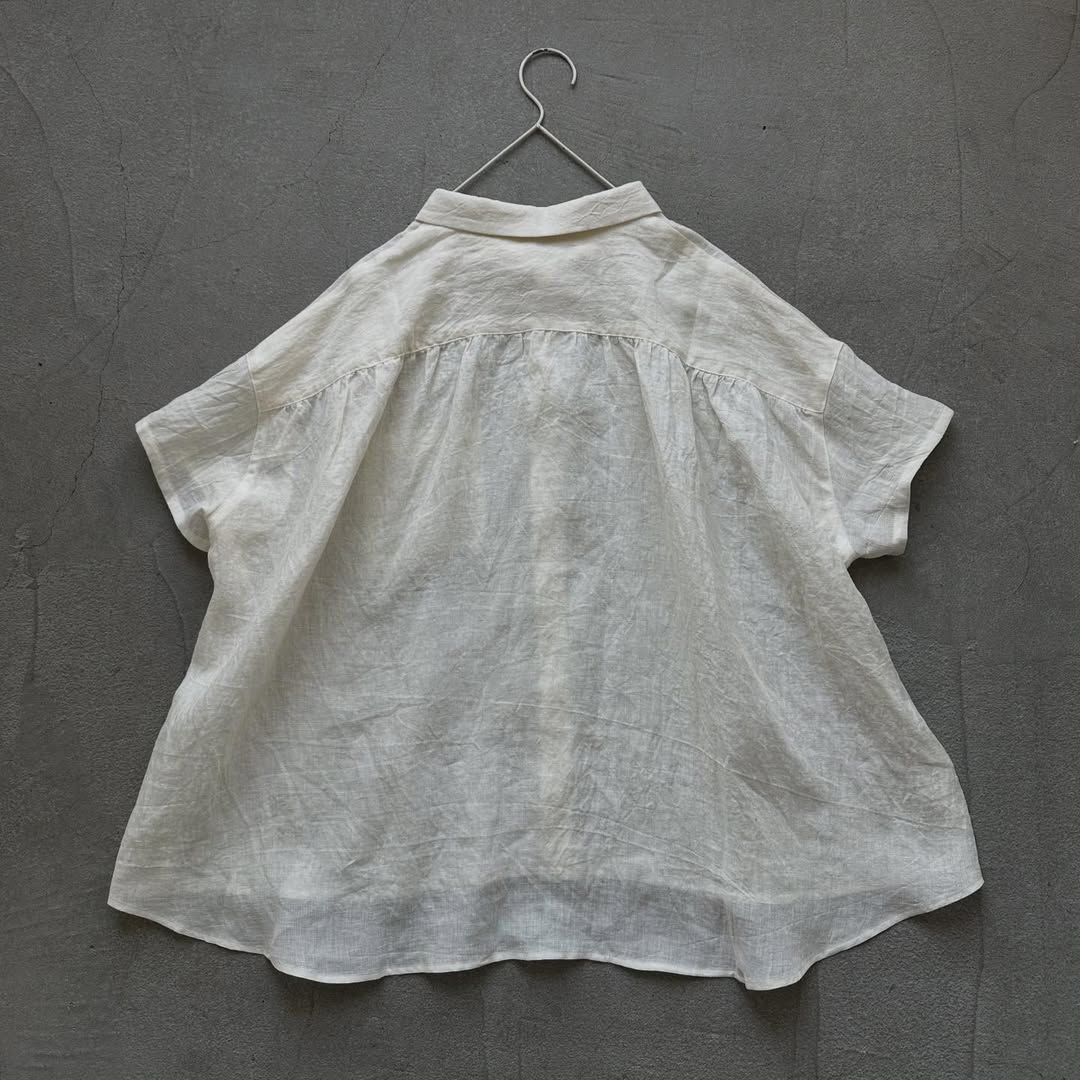 Linenya リネン丸襟ブラウス ホワイト