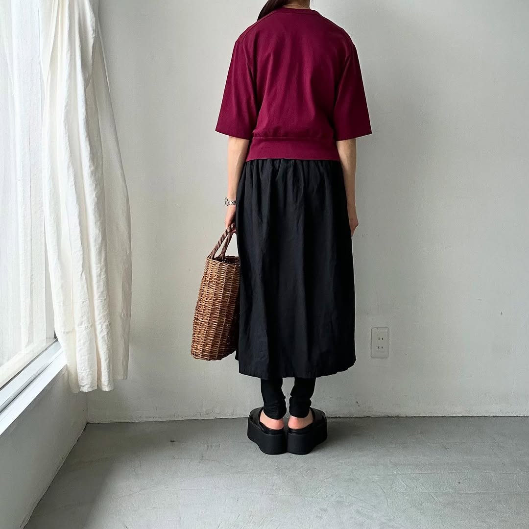 homspun 天竺5分袖カーディガン グレープ