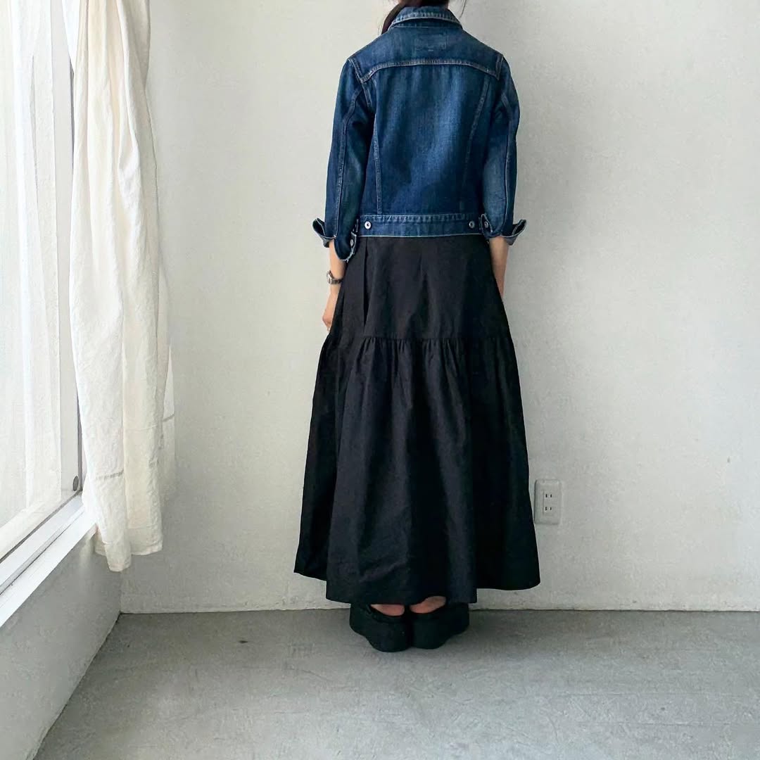 saqui タフタティアードスカート ブラック38