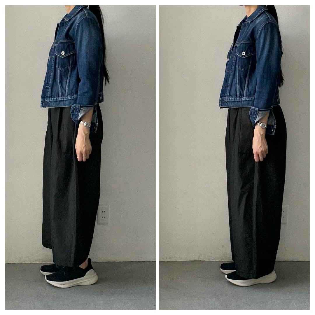 homspun ウールリネンギャザーワイドパンツ ダークグリーン