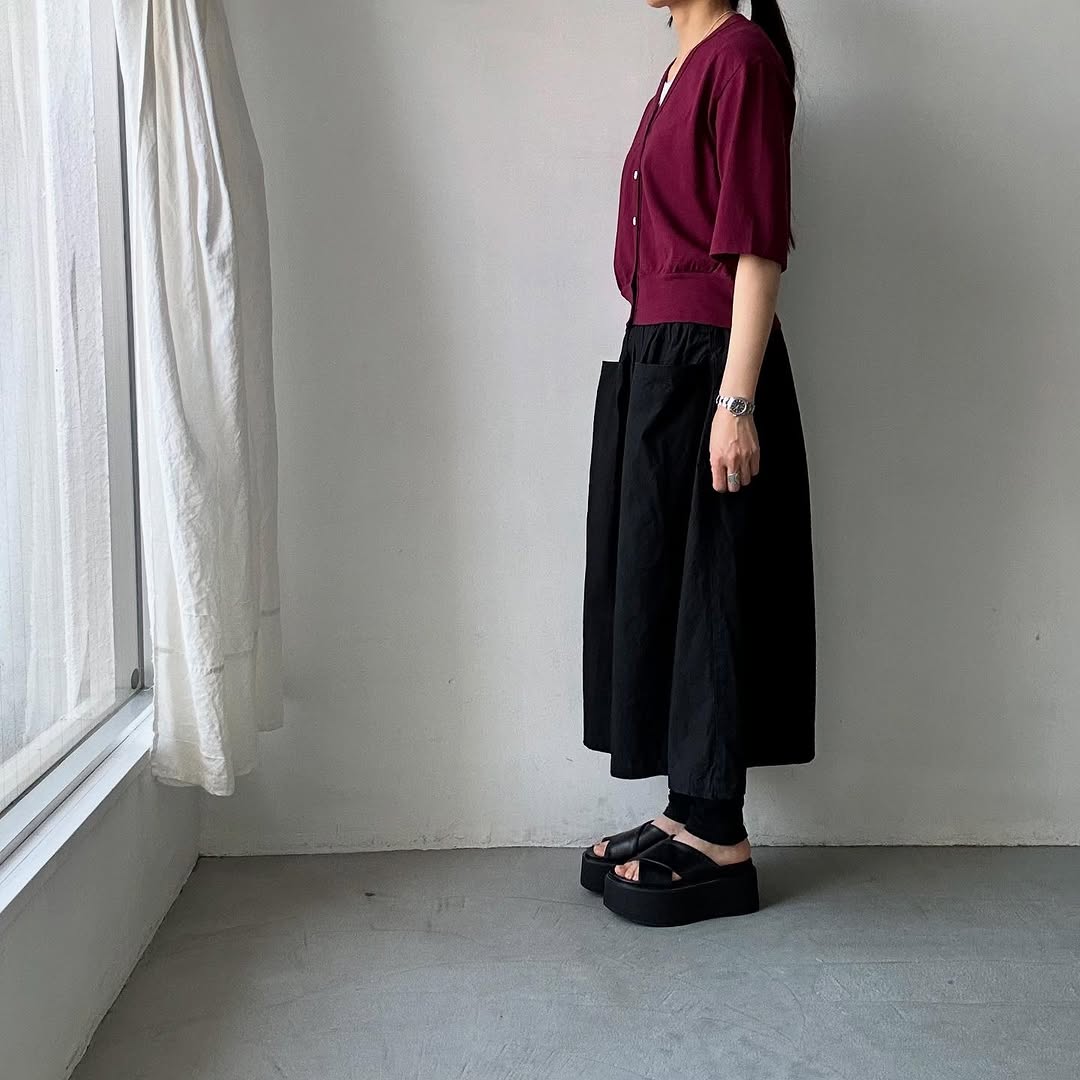 homspun 天竺5分袖カーディガン グレープ