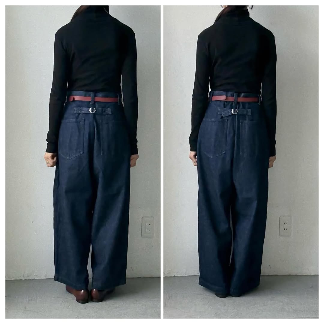 atelier naruse コットンデニムタックパンツ インディゴ