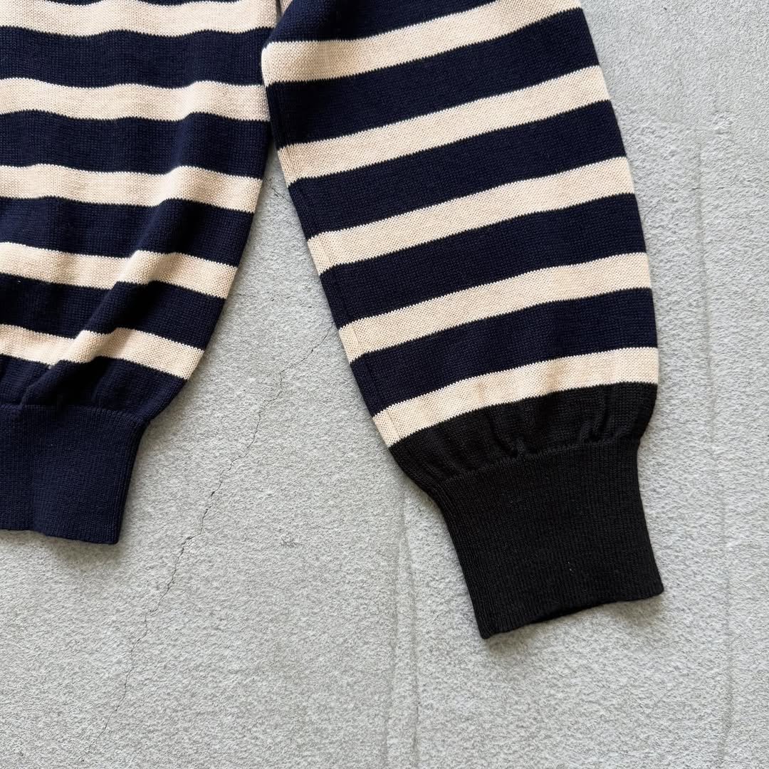 atelier naruse ウールコットンボーダーニット ネイビー×ブラック