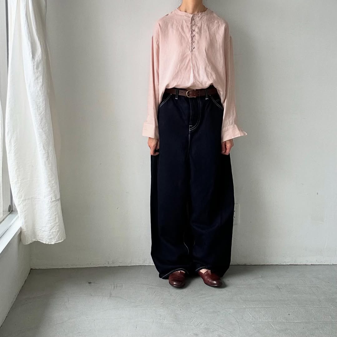 atelier naruse リネンスモックブラウス ペールピンク