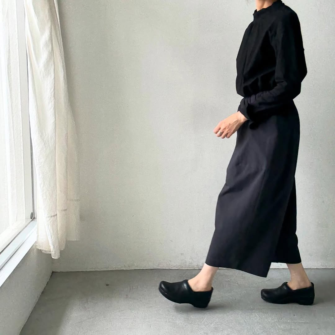 atelier d'antan Perriereコットンワイドパンツ ダークグレー