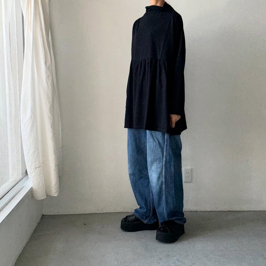 homspun 天竺ハイネックギャザープルオーバー
