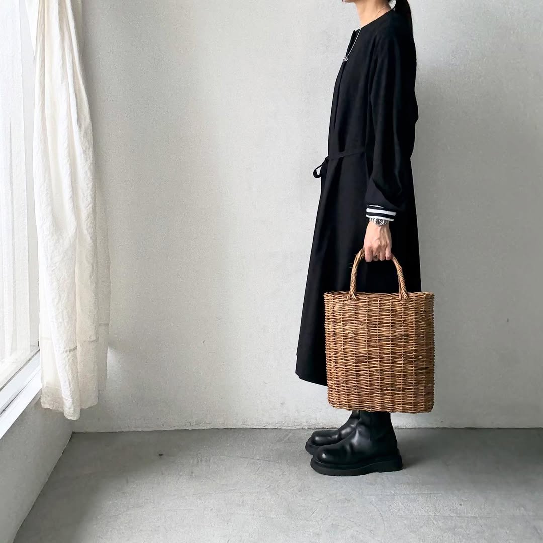 atelier naruse コットンウールシャツワンピース
