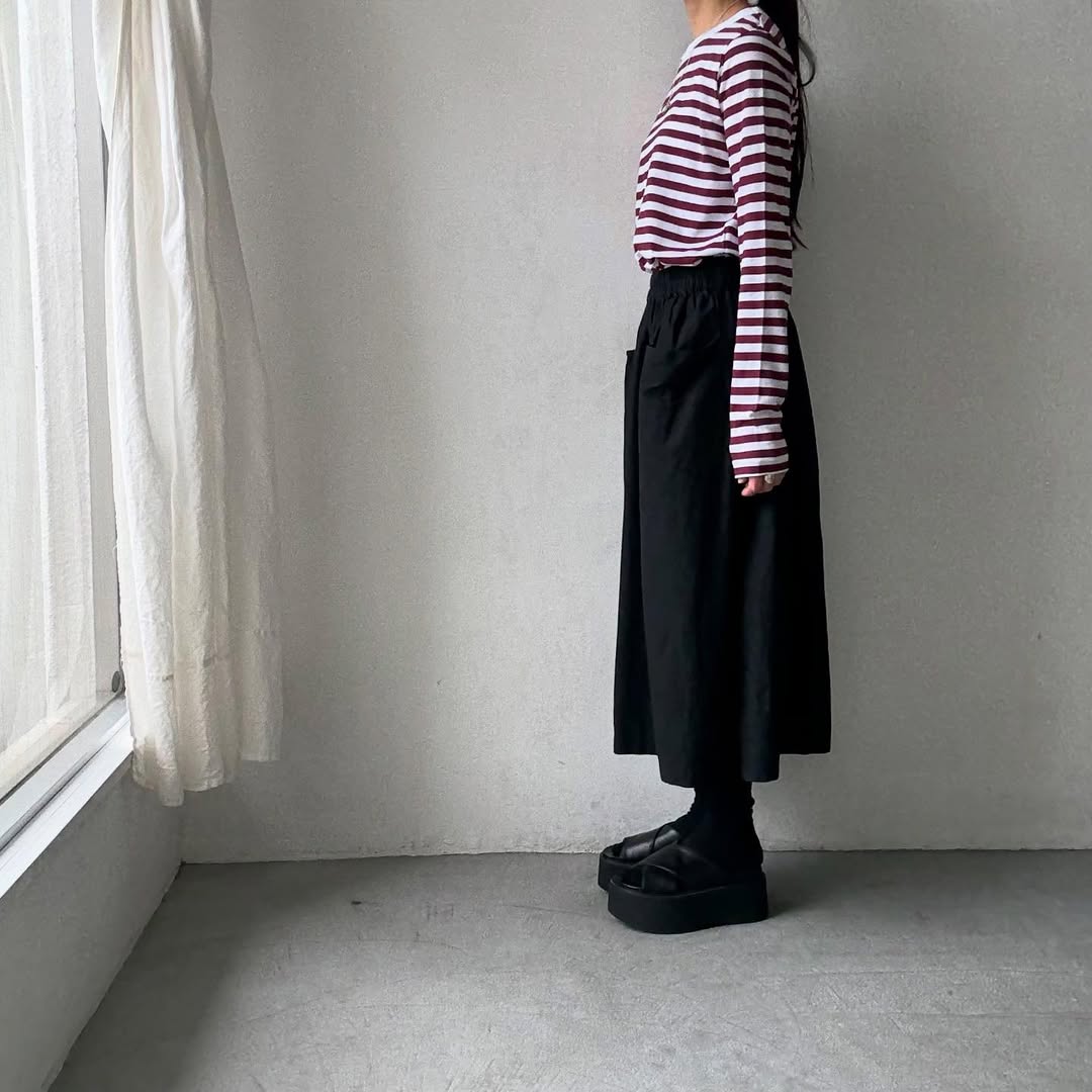 R&D.M.Co ガーゼボーダー長袖Tシャツ プラム Mサイズ
