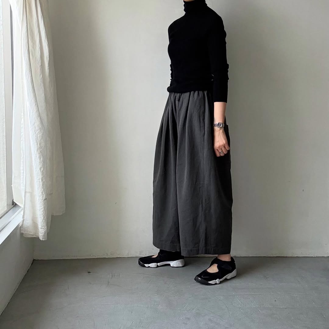 45R コットンウールワイドパンツ ※丈直し有 ユニクロ公式 | タックワイドパンツ（ブラッシュドツイル・丈