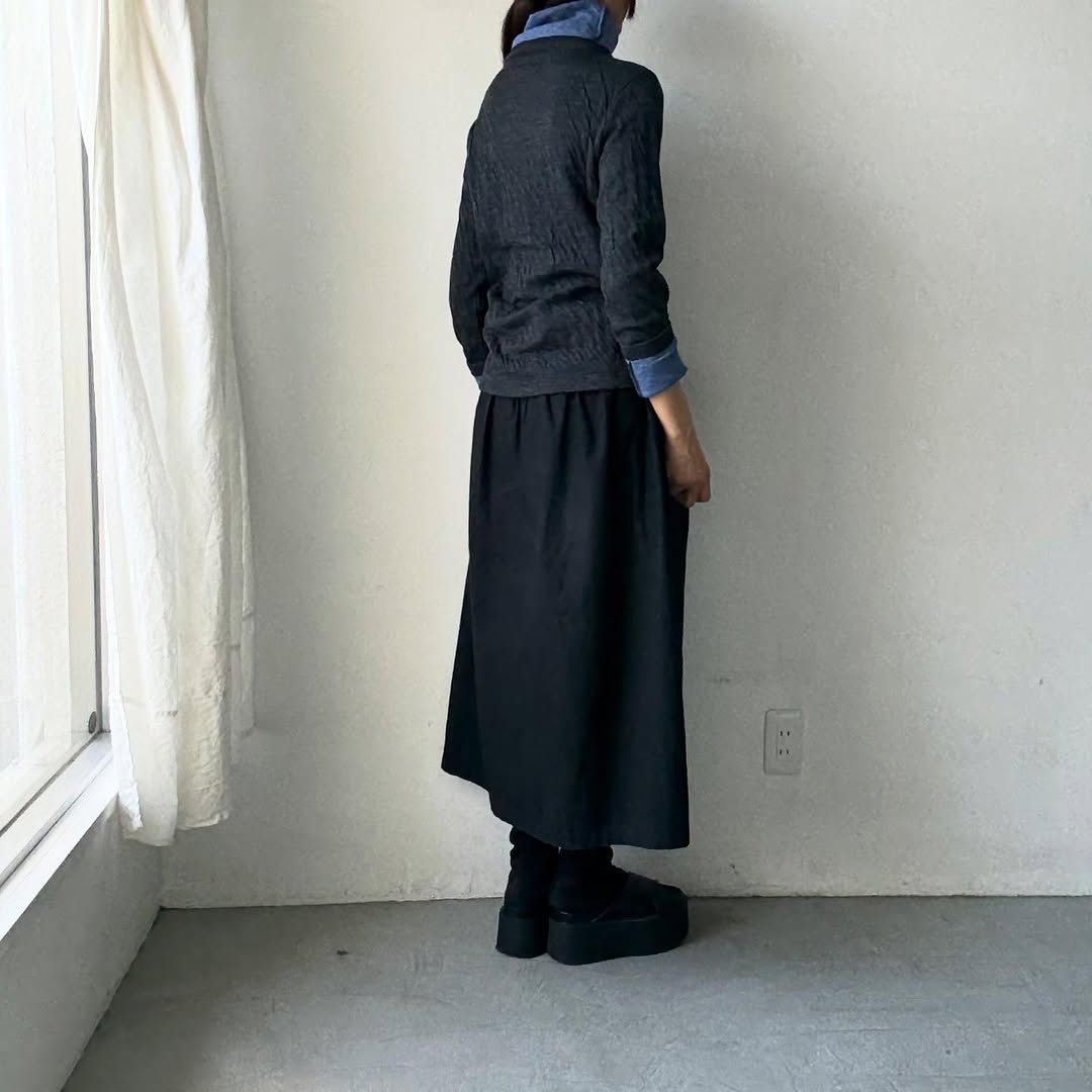 atelier naruse ウールコットンタートルネックカットソー 杢グレー