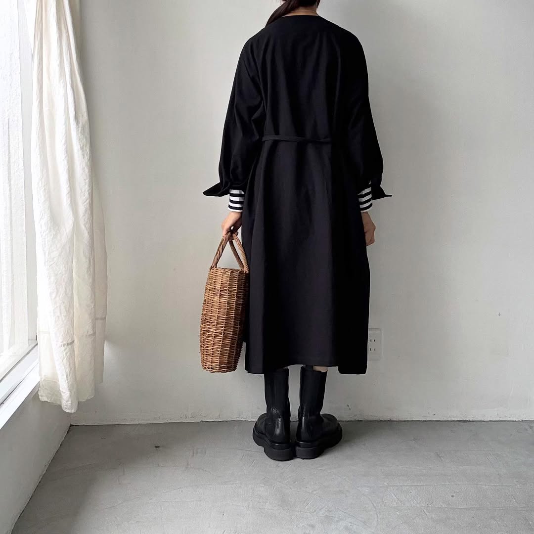 atelier naruse コットンウールシャツワンピース