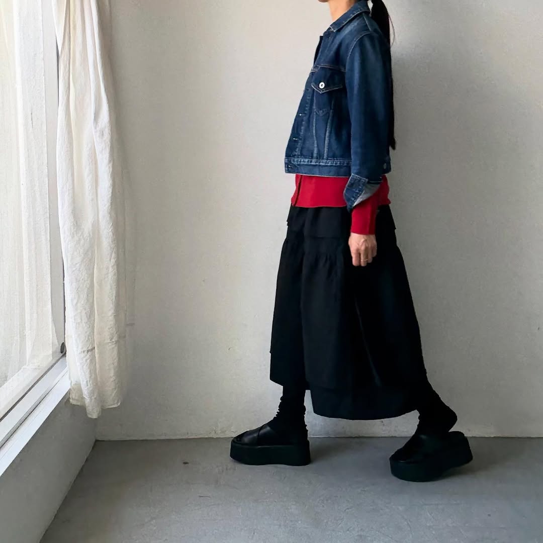 homspun ウールVネックカーディガン レッド