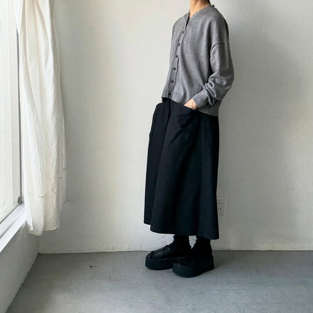 atelier naruse コットンウールニットカーディガン グレー