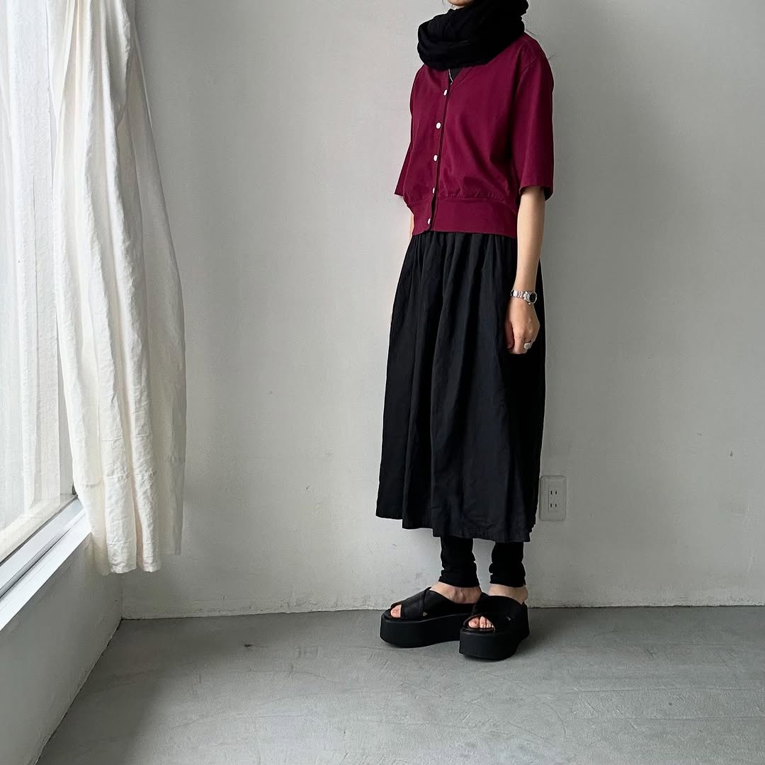 homspun 天竺5分袖カーディガン グレープ