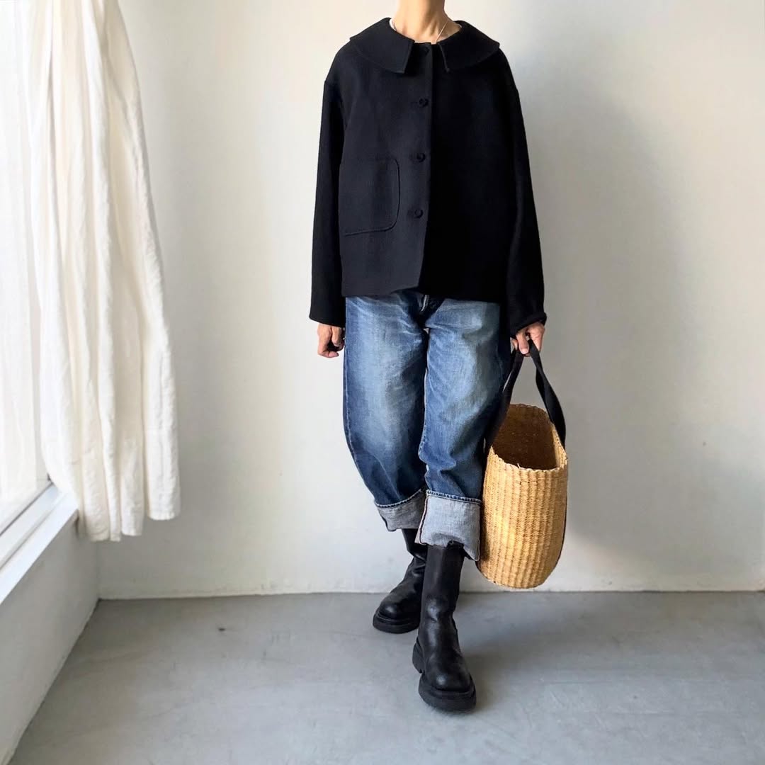 MAGALI シェットランドウールリネンフラットカラージャケット – blanc