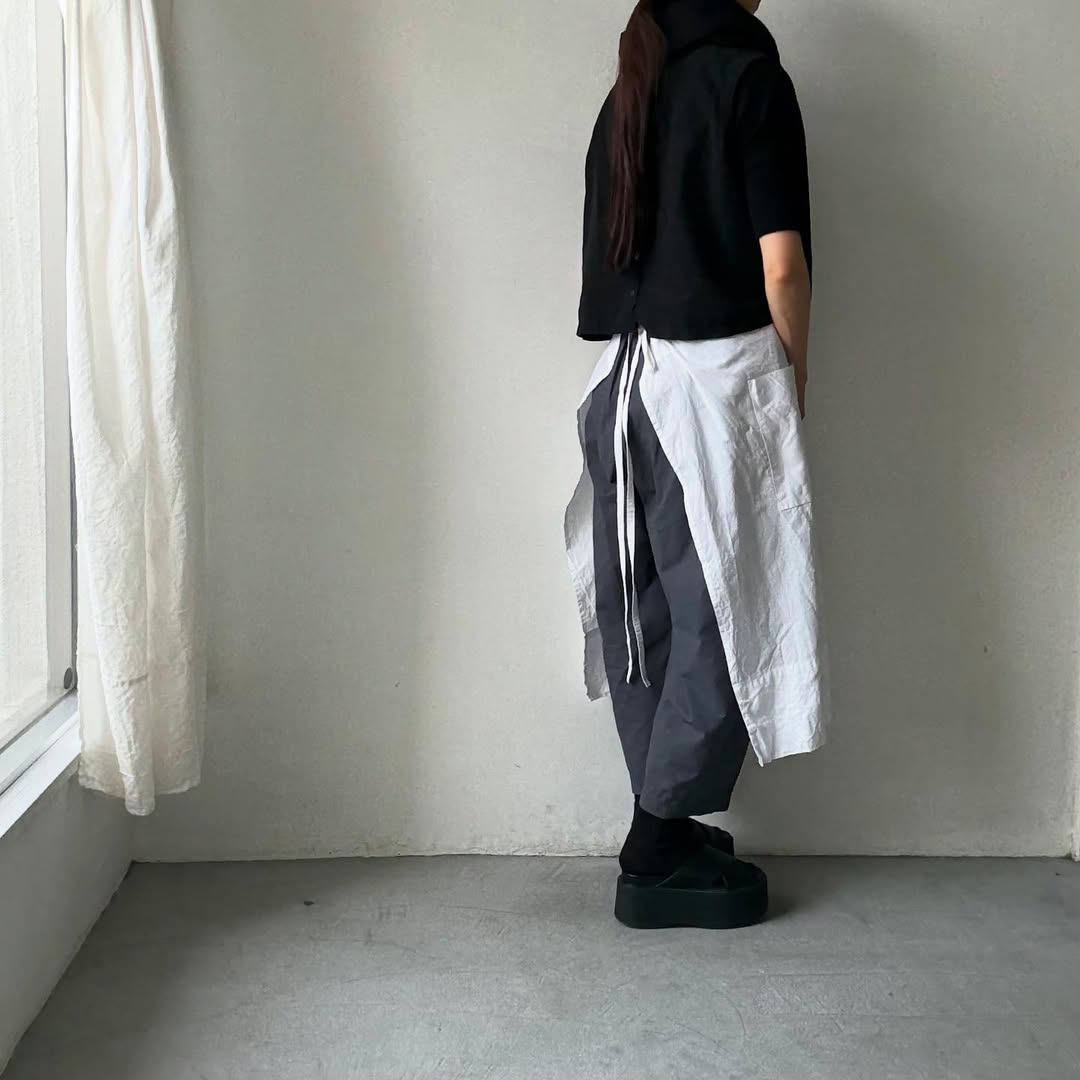 homspun パルキーシーチングコットンギャザーパンツ グレー