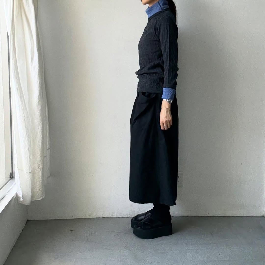 atelier naruse ウールコットンタートルネックカットソー 杢グレー