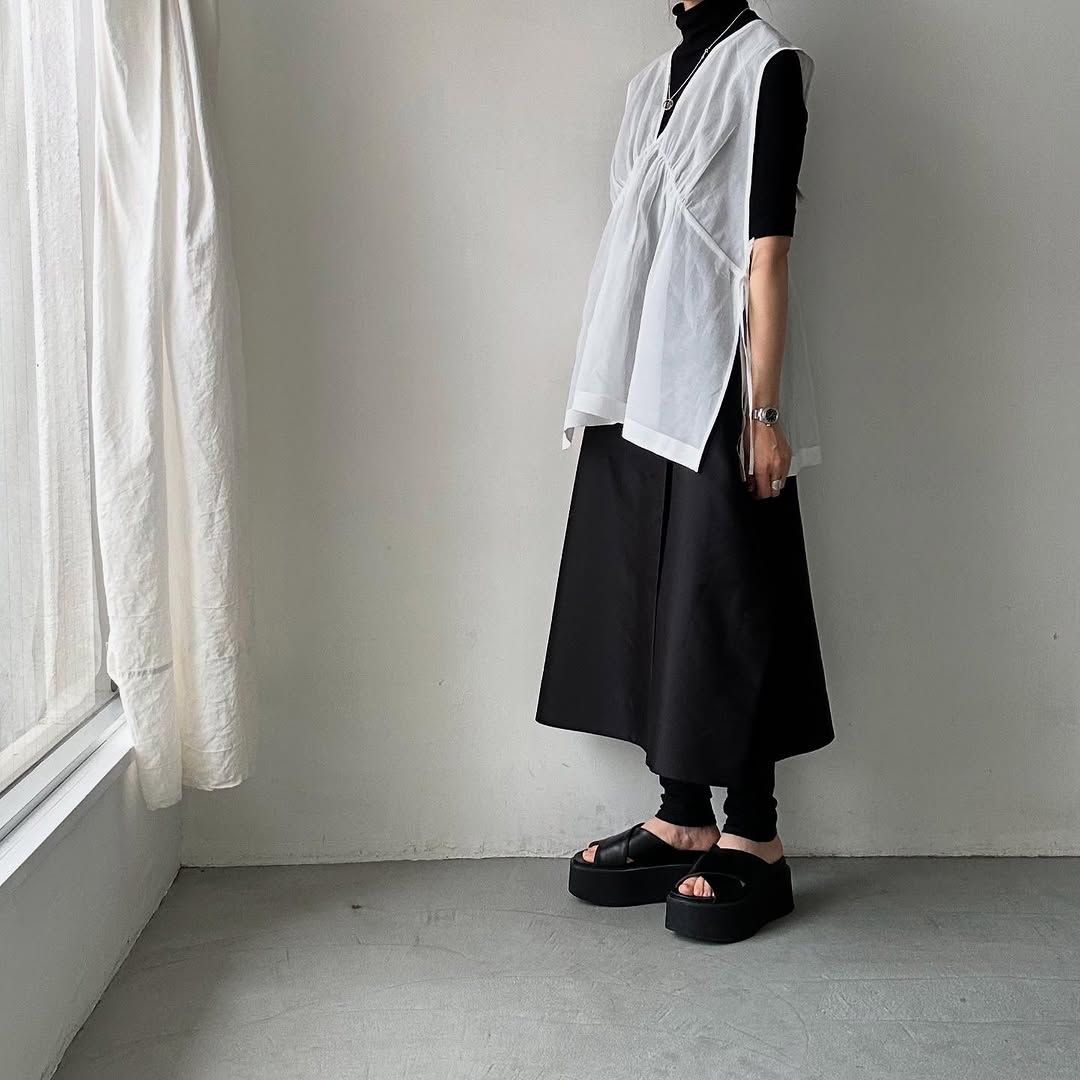 TENNE HANDCRAFTED MODERN コットンオーガンジー2wayショートドレス ホワイト