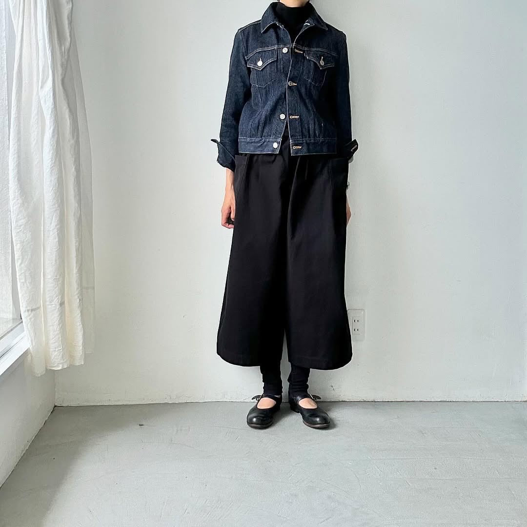 atelier d'antan Perriereコットンワイドパンツ ブラック