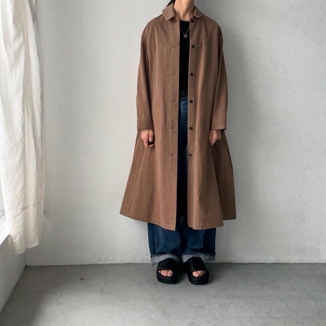atelier d'antan Girardコットンコートワンピース カーキ