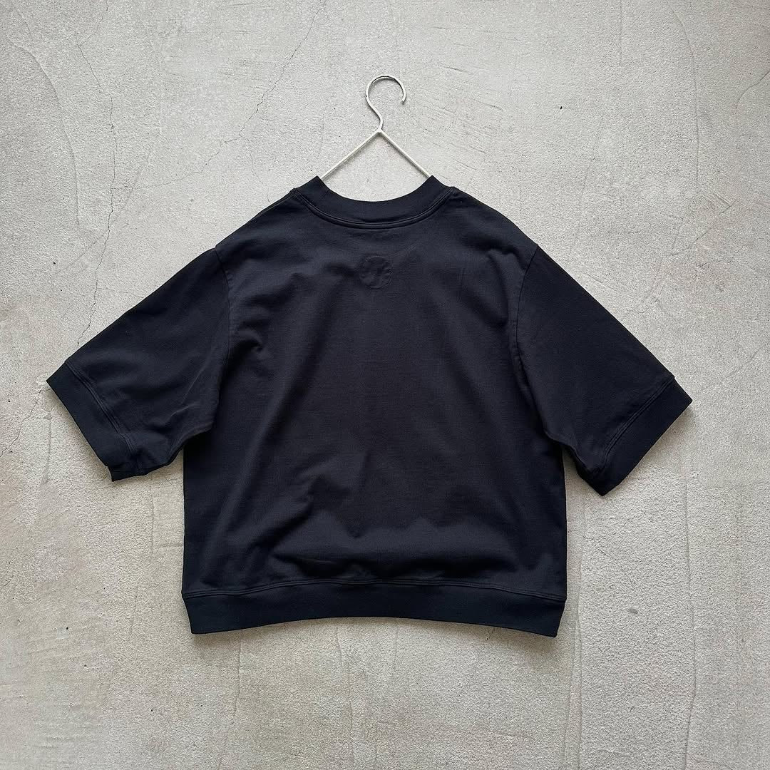 atelier d'antan Bordet コットンジャージー5分袖プルオーバー ブラック