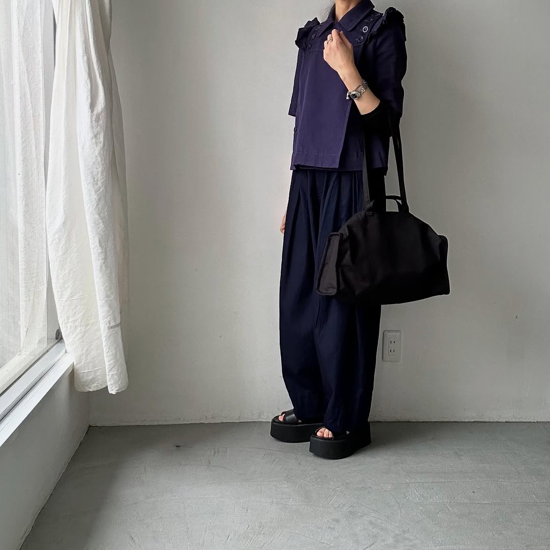 TENNE HANDCRAFTED MODERN ベンタイルコットンボストンバッグ ブラックS