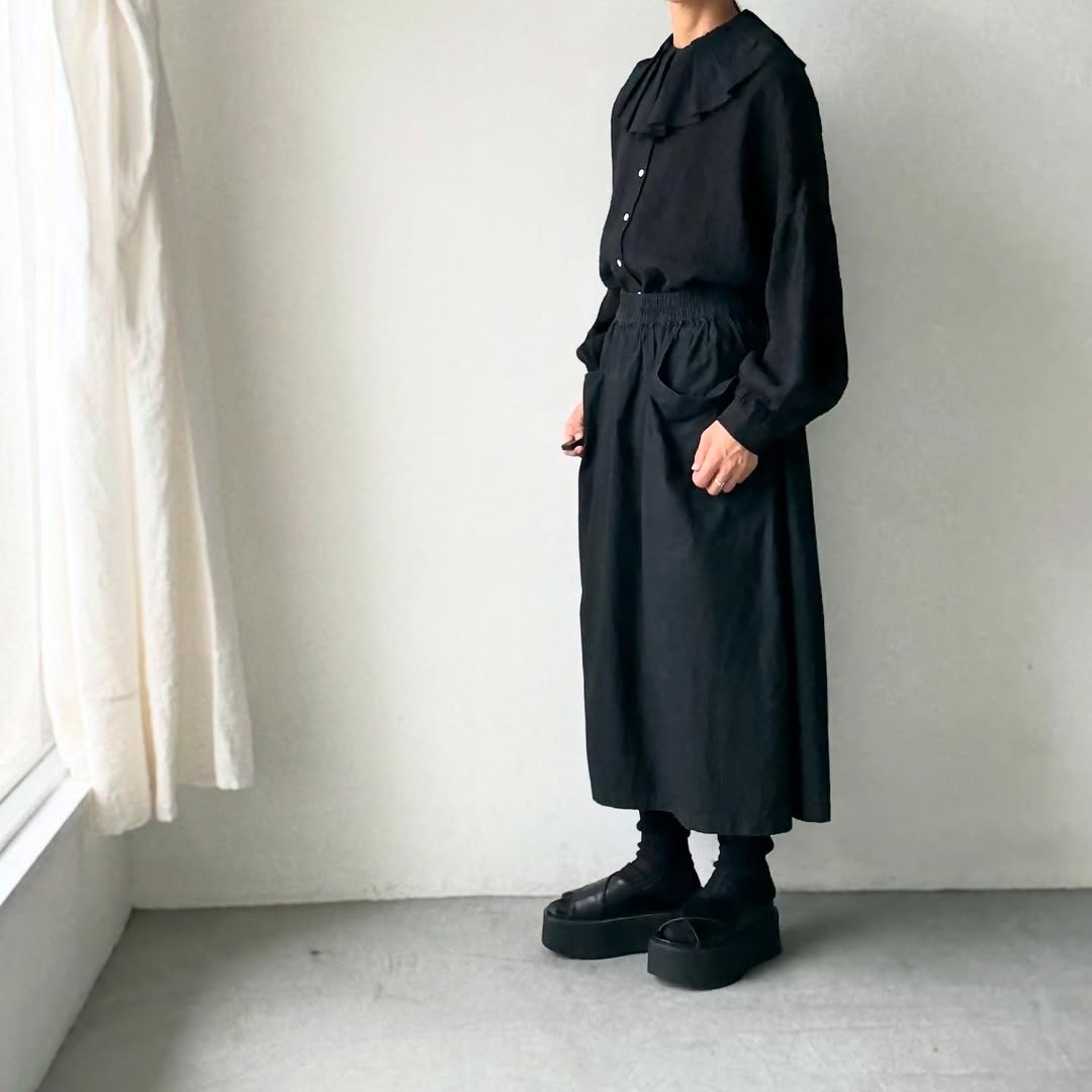 MAGALI ストライプリネンアンティークカラーブラウス