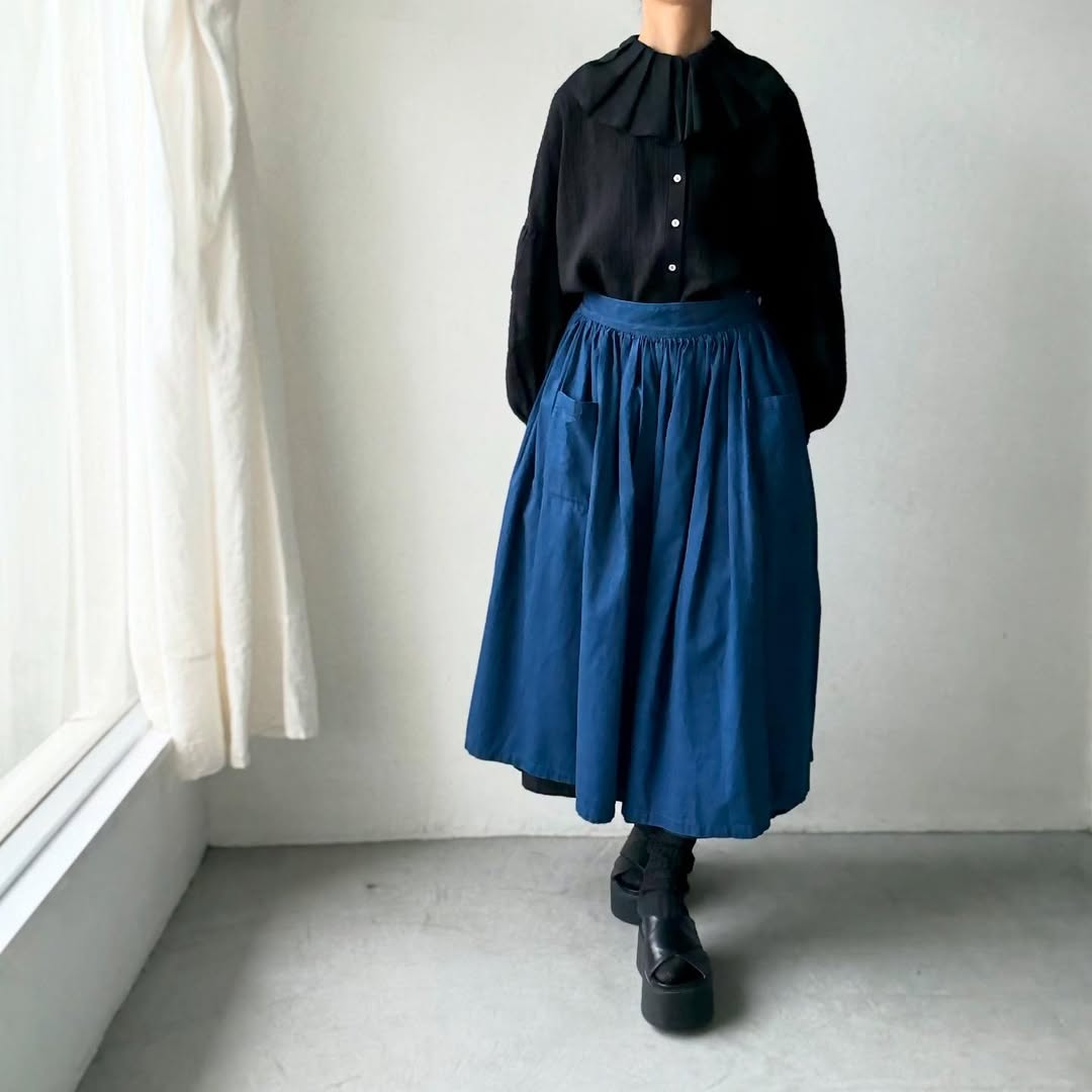 MAGALI ストライプリネンアンティークカラーブラウス