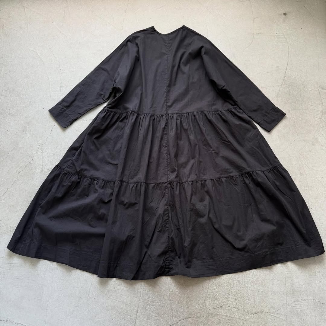 jujudhau デッドストックコットンティアードドレス ブラック