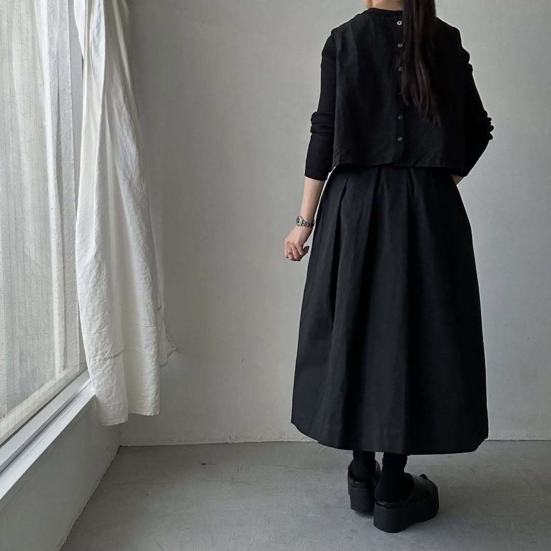 Linenya コットンタックスカート ブラック