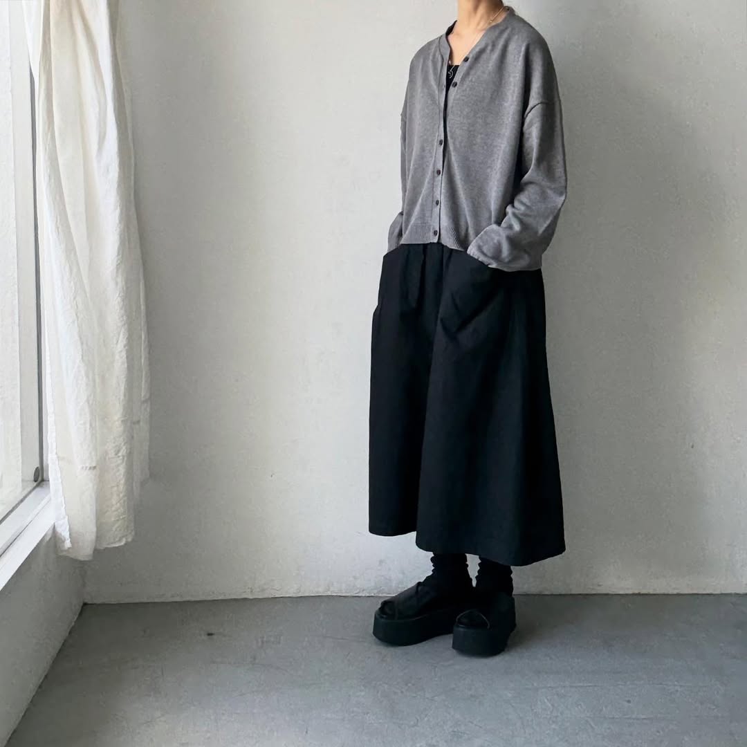 atelier naruse コットンウールニットカーディガン グレー